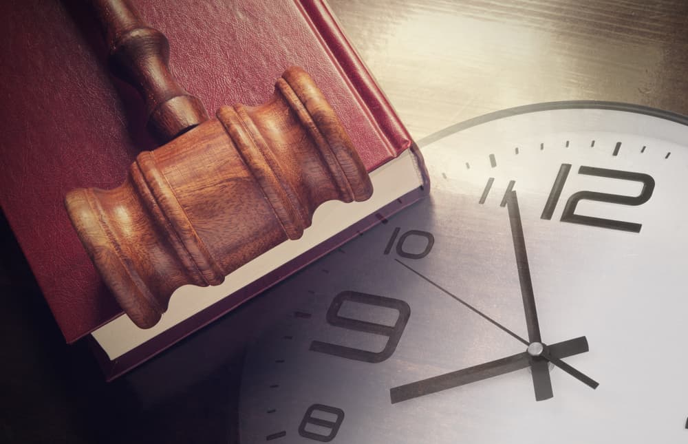 Clock & Gavel. Concept of how long it take to settle claim